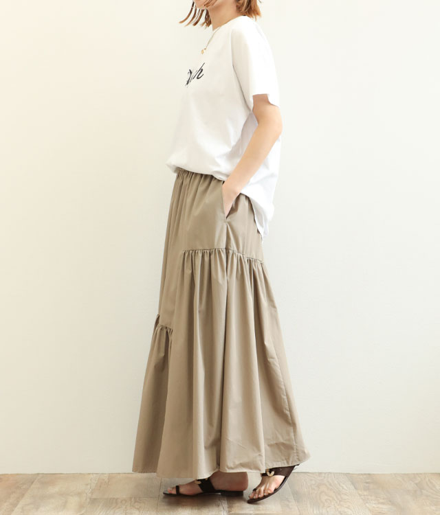ベージュ スカート 色味 KOEISTORE スカート 膝丈 フレアスカート レディース ロング 春