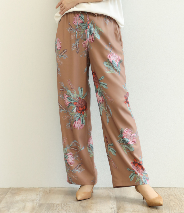 R&D.M.Co. 花柄カジュアルパンツ S パンツ 「セットアップ対応」花柄