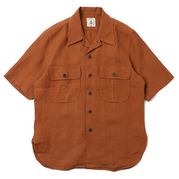 Orian オリアン メンズ シャツ オープンカラー リネン ビッグシルエット 半袖 Mjarmy 02u445 55 テラコッタ Orian 菅原靴店