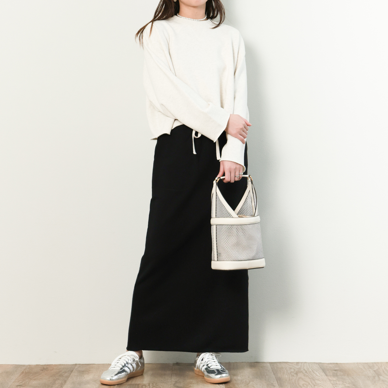 ORSETTO オルセット バッグ ハンド メッシュ レザー 巾着 素材切り替え 