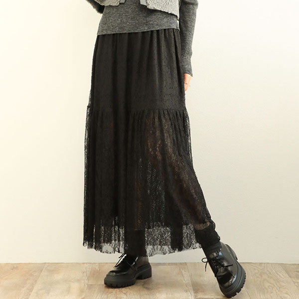 SACRA サクラ レディース スカート レース ロング丈 ナイロン レーヨン  