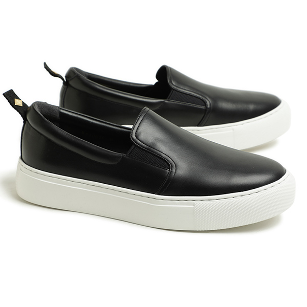 菅原靴店別注ゴールド仕様 Wh ダブルエイチ ヒロシツボウチ 干場義雅 スニーカー ローカット メンズ スリッポン レザー 厚底 Wh 1000g ブラック Wh 菅原靴店