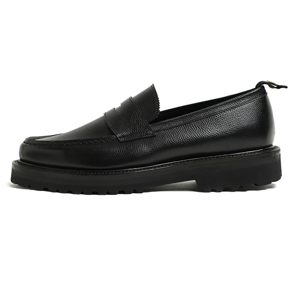 【を販売】WH/ダブルエイチ　コインローファー シューズ 革靴 オールブラック 靴