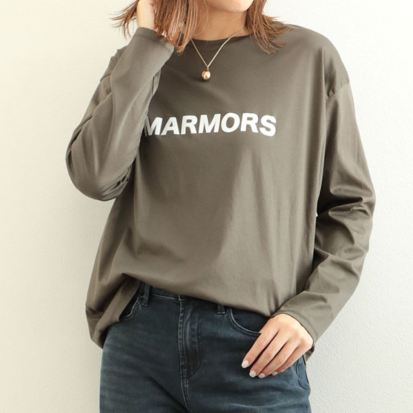 marmors マルモア レディース カットソー 長袖 コットン ロゴプリント  
