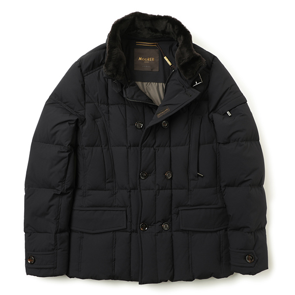 Moorer ムーレー Siro シーロ ダウン メンズ ジャケット コート アウター ポリエステル ファー ショート丈 撥水 キルティング Acqua Siro Kn ブラック Moorer 菅原靴店