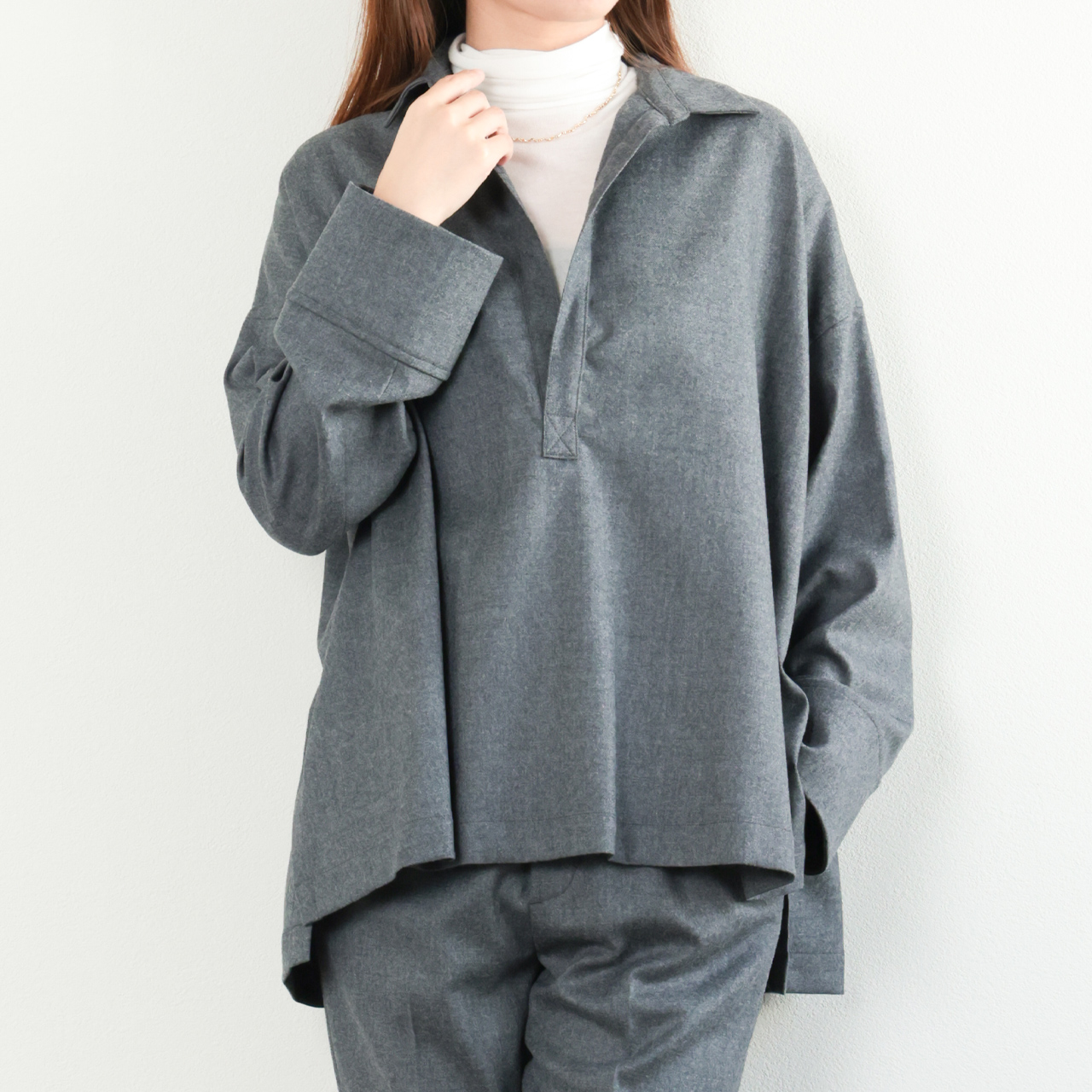 marmors マルモア レディース シャツ ブラウス スキッパー 長袖 ウール