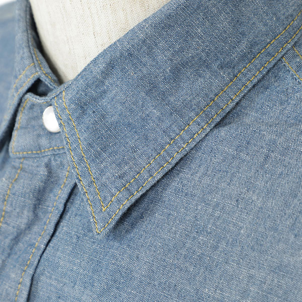 YCHAI イカイ メンズ シャツ シャンブレー ウエスタン コットン