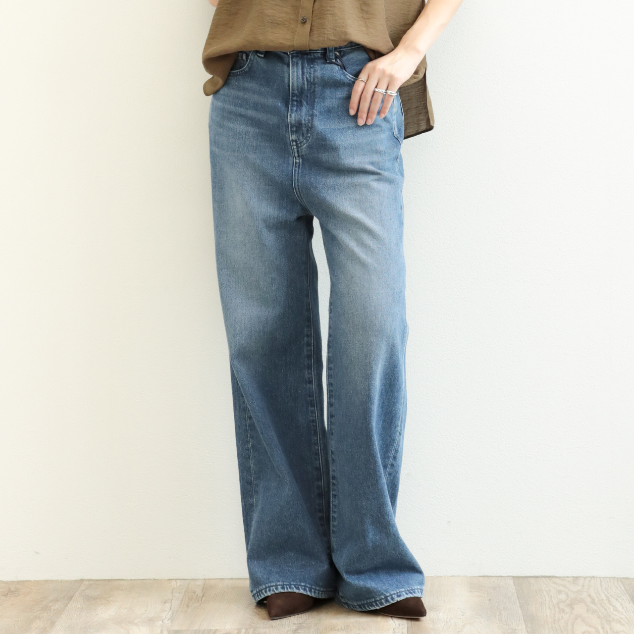 woadblue ウォードブルー レディース デニム ストレート ウォッシュド