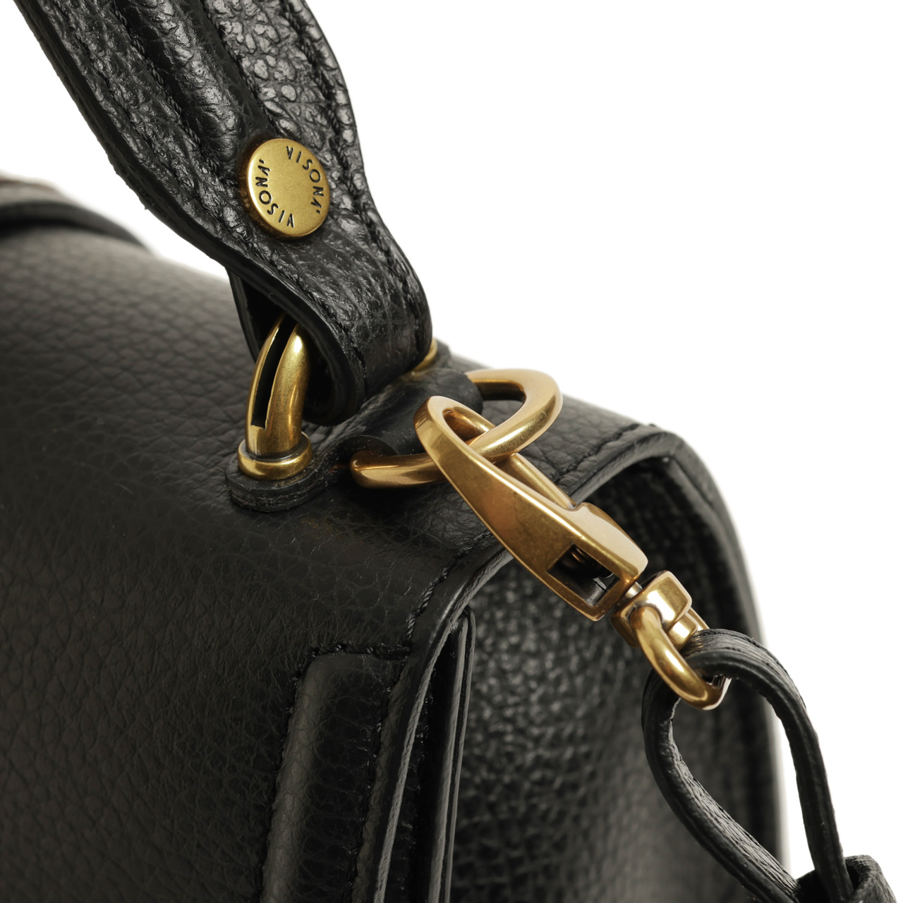 VISONA ヴィソナ ハンド ショルダー バッグ レザー シボ革 フラップ