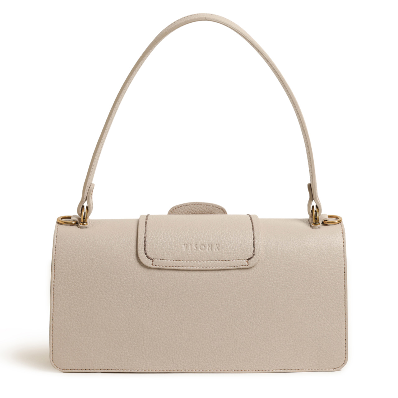 VISONA ヴィソナ ハンド ショルダー バッグ レザー シボ革 フラップ