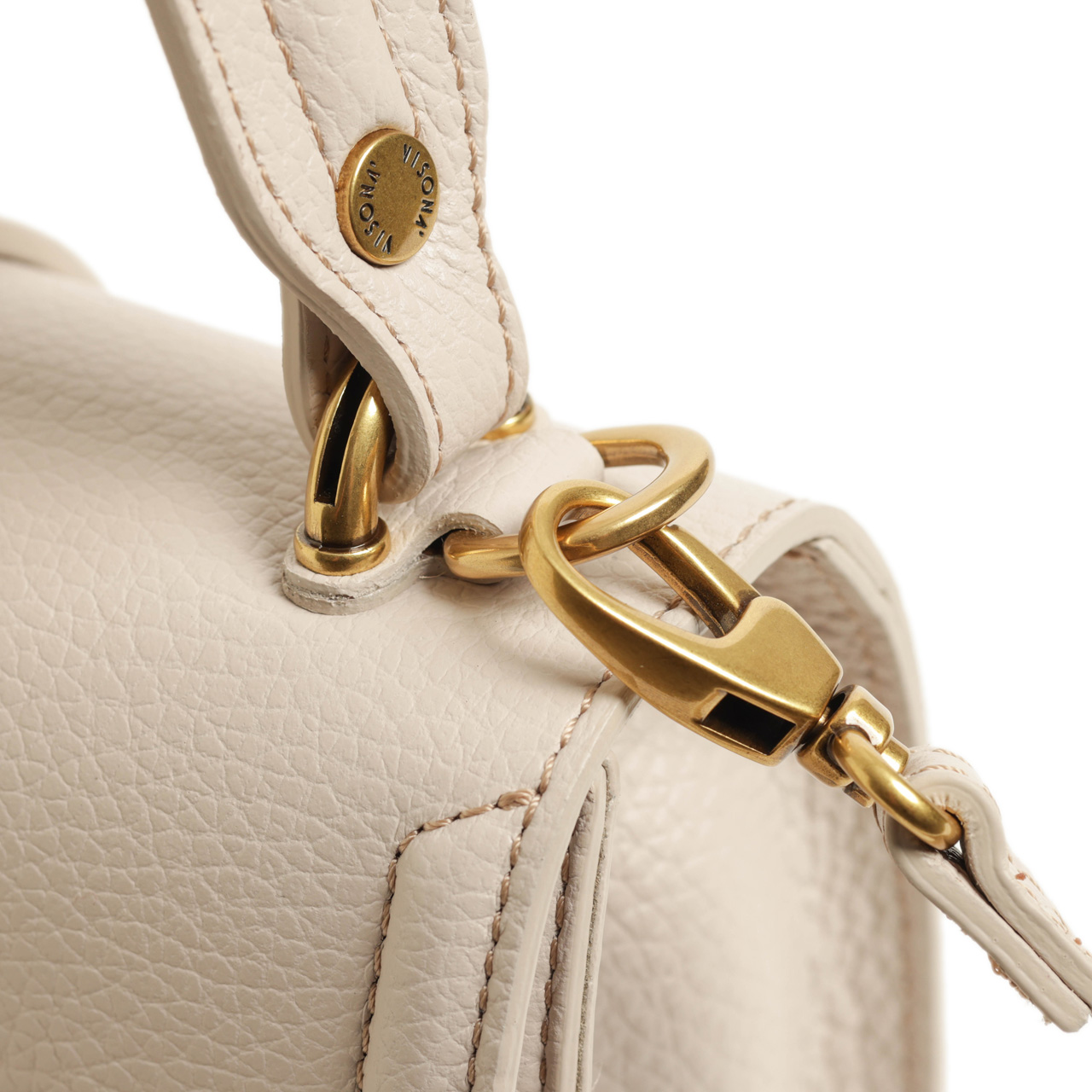 VISONA ヴィソナ ハンド ショルダー バッグ レザー シボ革 フラップ