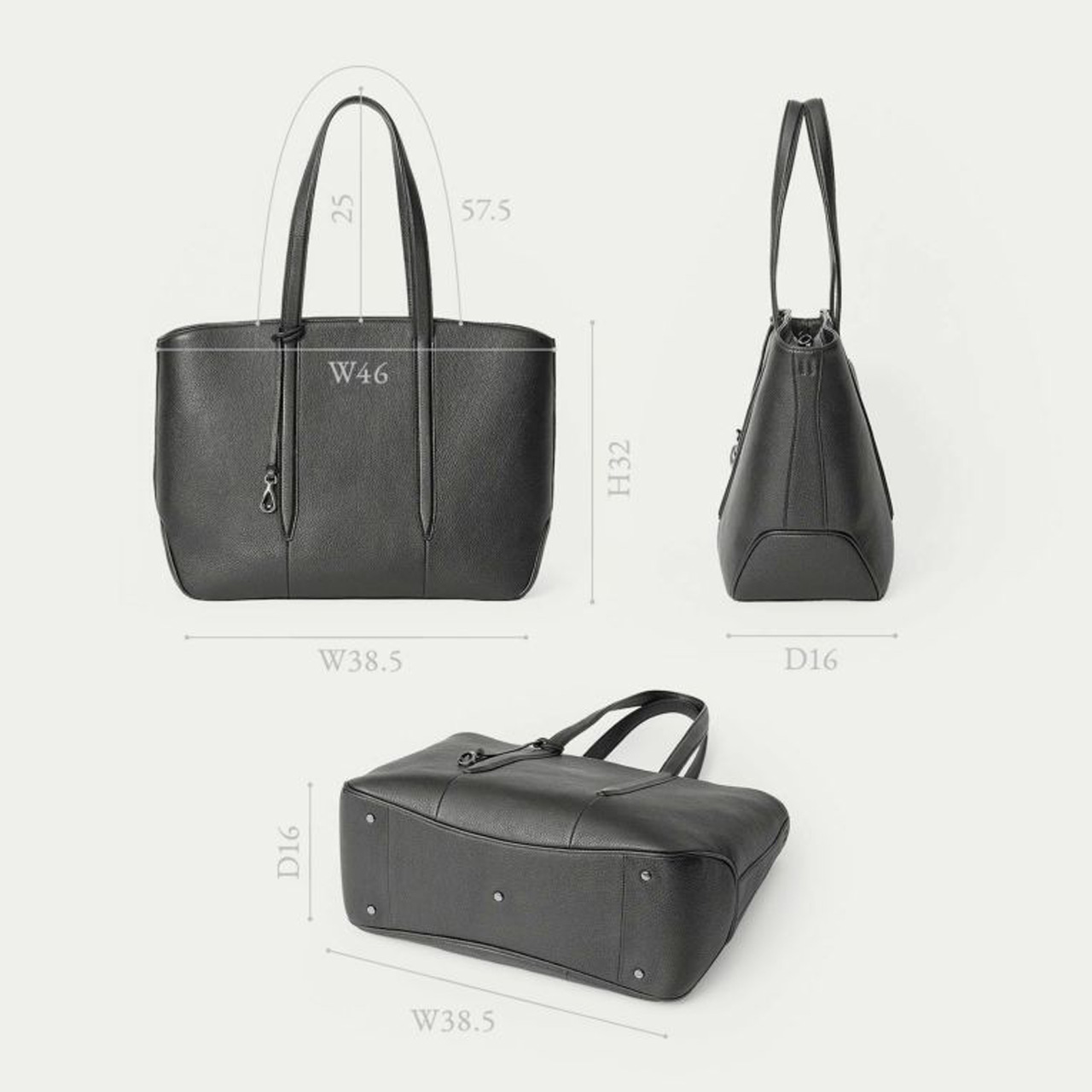 ETiAM エティアム トートバック 横型 ゴートレザー ファスナー付