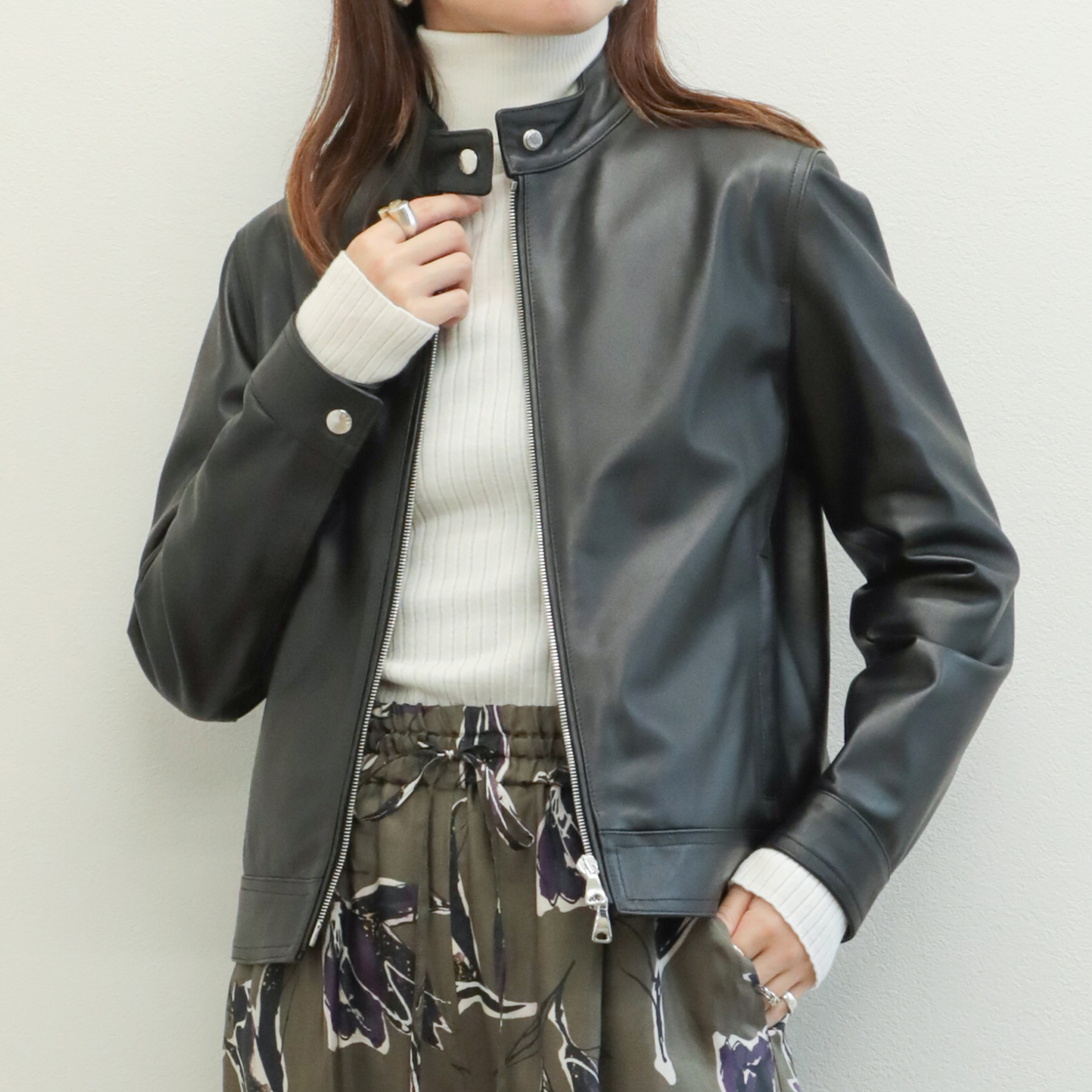 美品 EMMETI JURI ユリ ピッグ レザー シングル ライダース エンメティ / EMMETI / ユリ / JURI / シングル ライダース