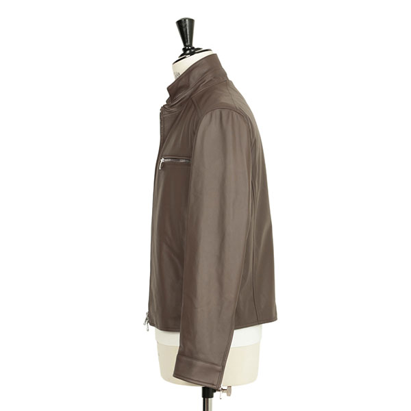 菅原靴店別注仕様EMMETI LIONELエンメティ リオネル グレーブラウン 菅原靴店別注仕様】EMMETI エンメティ シングル ライダース 襟付