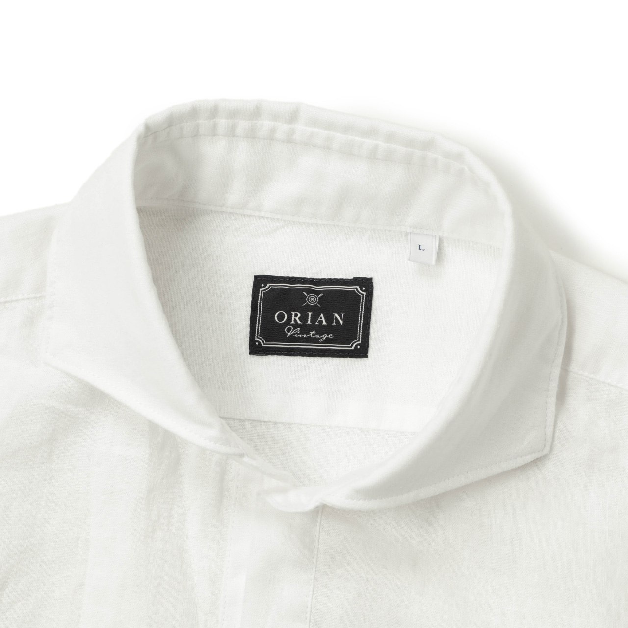 【新品】ORIAN Vintage リネンカプリシャツ ホワイト サイズL 新品】ORIAN Vintage リネンカプリシャツ ホワイト サイズL