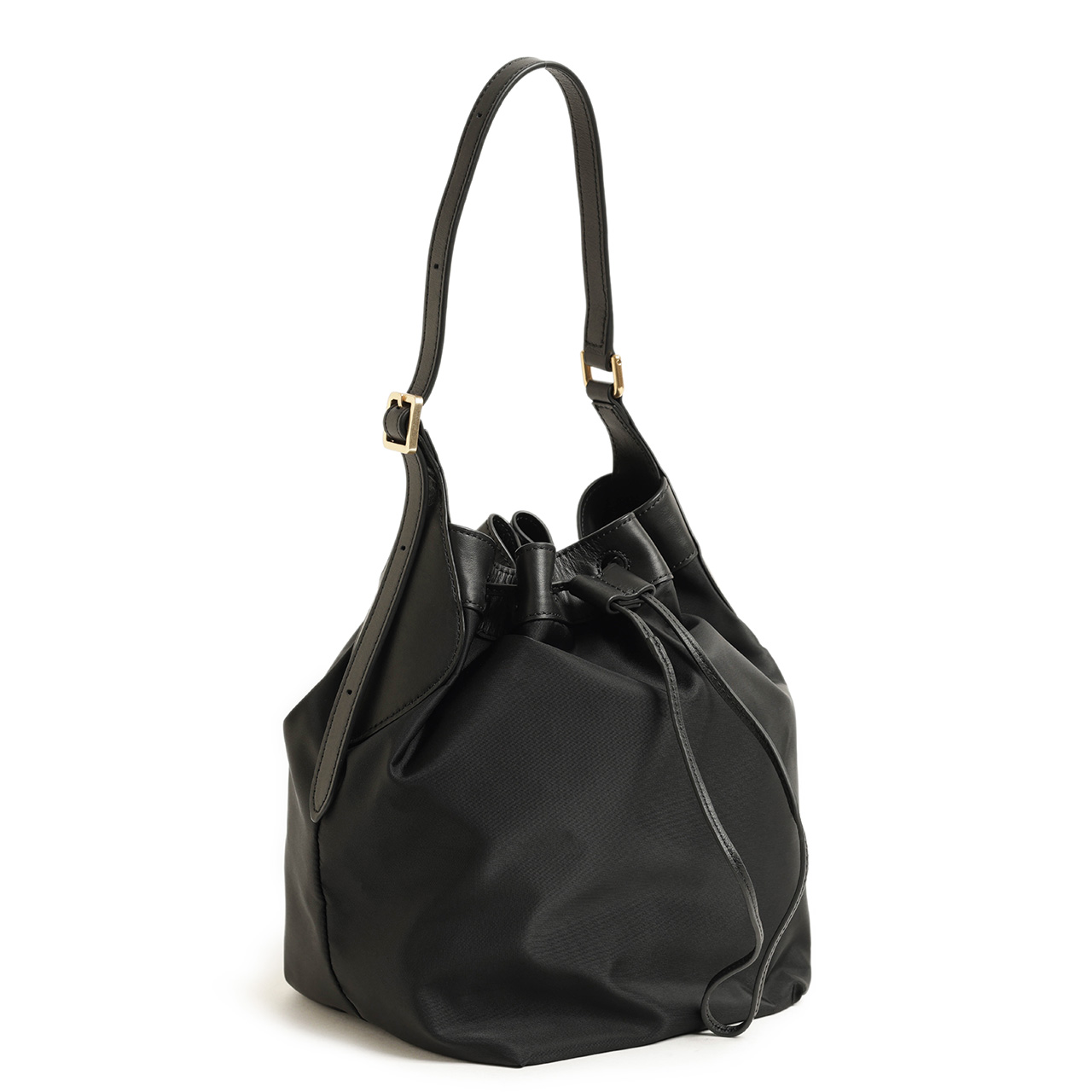 ORSETTO ブラック レザー 巾着型　バック ORSETTO ブラック レザー 巾着型 バック