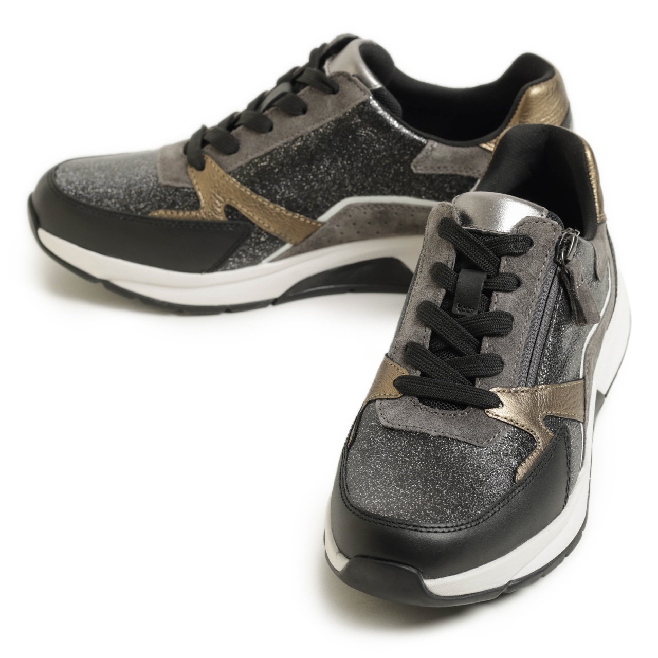 Gabor ガボール 76878 スニーカー ローカット 厚底 レザー スエード