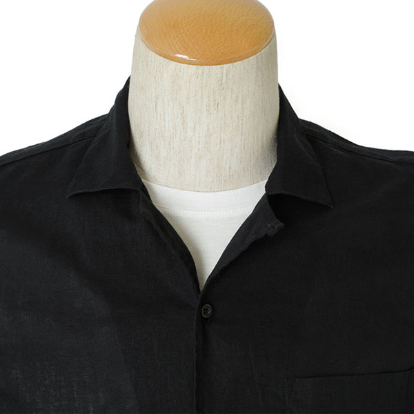 GUY ROVER ギローバー メンズ シャツ オープンカラー コットン リネン 