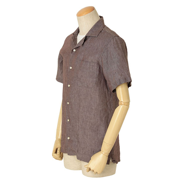 GUY ROVER ギローバー メンズ シャツ オープンカラー リネン 半袖 