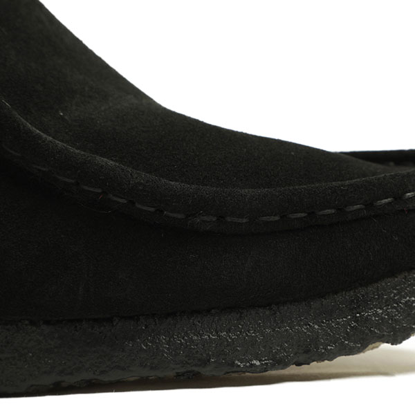 Clarks クラークス ブーツ レディース スエード ラバーソール ムートン ミドルカット クレープソール Wallabee HI ワラビー ハイ  26169534 BLACK SUEDE/ブラック｜Clarks｜菅原靴店