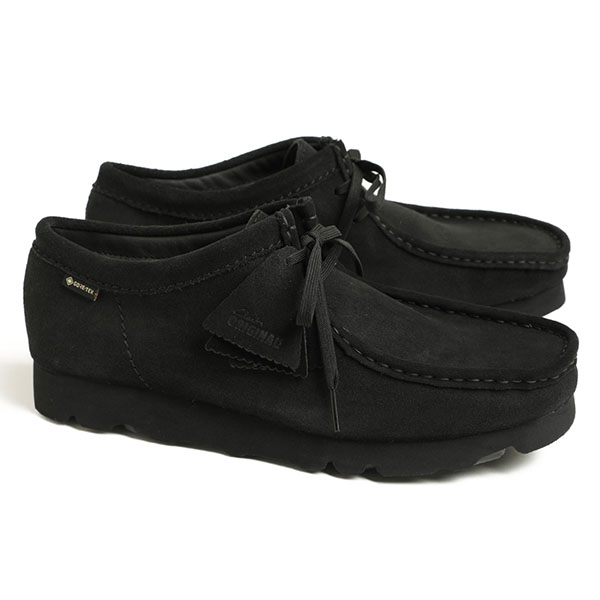 Clarks クラークス Wallabee GTX ワラビー メンズ ゴアテックス スエード ラバーソール 防水 26149449 ローカット  レースアップ Vibramソール ブラック｜Clarks｜菅原靴店