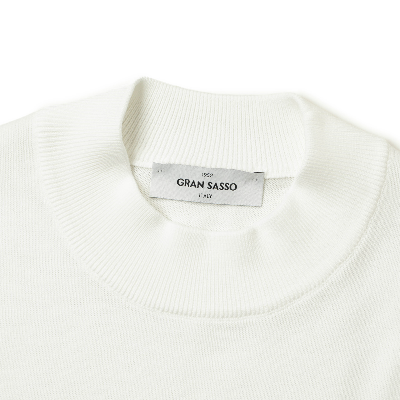 【新品未使用】GRAN SASSO 半袖ニット ホワイト　M Gran Sasso グランサッソ ニット ハイゲージ コットン モック