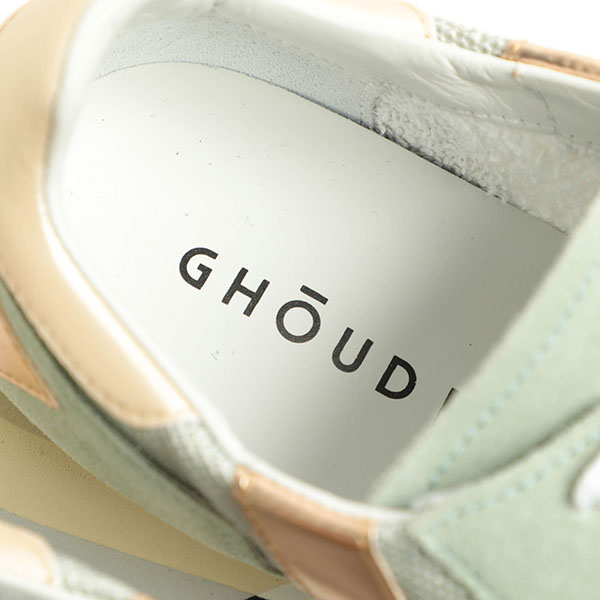 返品不可商品】GHOUD ゴウド レディース スニーカー スエード メッシュ レザー RUSH GROOVE RMLW MM28  SAGE/CREAM(グリーン)｜GHOUD｜菅原靴店