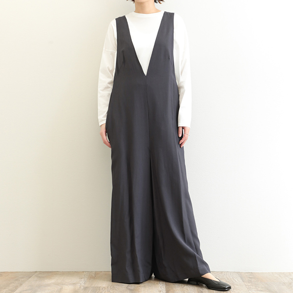 SACRA サクラ レディース サロペット マキシ丈 ワイド RAYON SILK