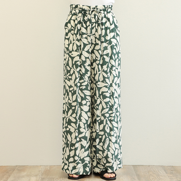 SACRA サクラ レディース パンツ ワイド リーフ柄 BILLOW LEAVES PANTS