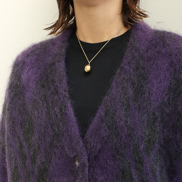 SACRA サクラ レディース カーディガン ニット ジャカード アーガイル チェック ツートーン MOHAIR PLAID JACQUARD  CARDIGAN 123530081 PURPLE/パープル｜SACRA｜菅原靴店