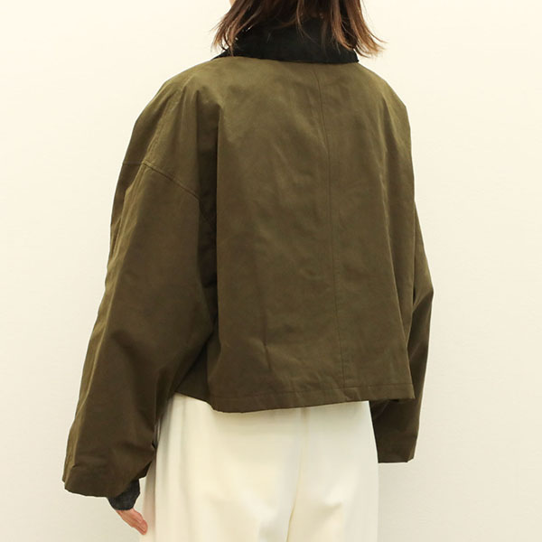 SACRA サクラ レディース ジャケット ブルゾン フィールドジャケット ショート丈 ワックス調 オルメテックス WAXED HIGH  DENSITY CLOTH SHORT JACKET 124503031 KHAKI/カーキ｜SACRA｜菅原靴店