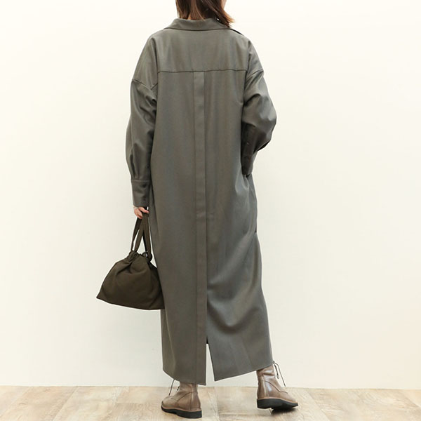 SACRA サクラ レディース ワンピース ロング丈 長袖 ウール ナイロン カシミヤ ストレッチ スキッパー CASHMERE ROYAL  FLANO OP 124509041 ASH KHAKI/カーキ｜SACRA｜菅原靴店