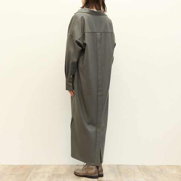 SACRA サクラ レディース ワンピース ロング丈 長袖 ウール ナイロン カシミヤ ストレッチ スキッパー CASHMERE ROYAL  FLANO OP 124509041 ASH KHAKI/カーキ｜SACRA｜菅原靴店