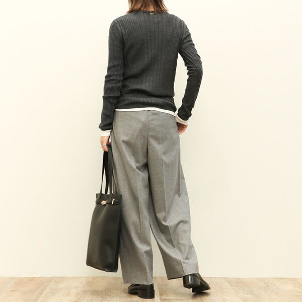 SACRA サクラ レディース パンツ ワイド スーパーファイン フラノ ウール ポリウレタン ツープリーツ SUPER FINE FLANNEL  PANTS 124518112 GRAY/グレー｜SACRA｜菅原靴店