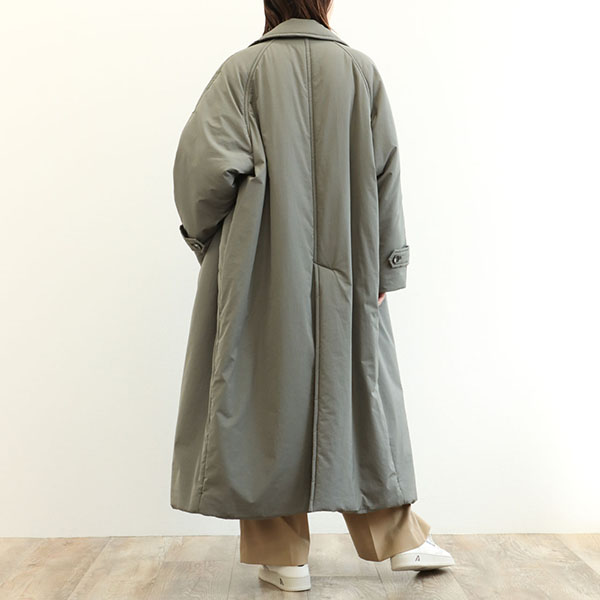 SACRA サクラ レディース コート ロング ステンカラー パディング タフタ ポリエステル コットン ナイロン PADDING TAFFETA  COAT 124600011 KHAKI/カーキ｜SACRA｜菅原靴店