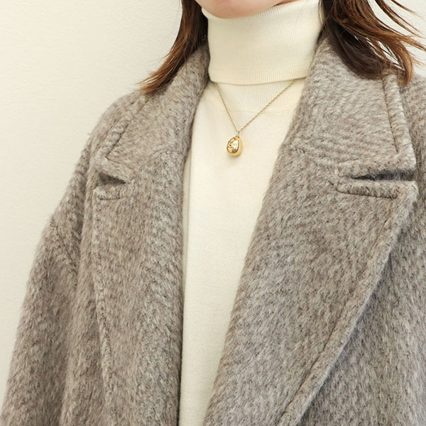 SACRA サクラ レディース コート ロング ダブル シャギー ポリエステル アクリル ウール アルパカ HERRINGBONE SHAGGY  COAT 124602011 BEIGE/ベージュ｜SACRA｜菅原靴店