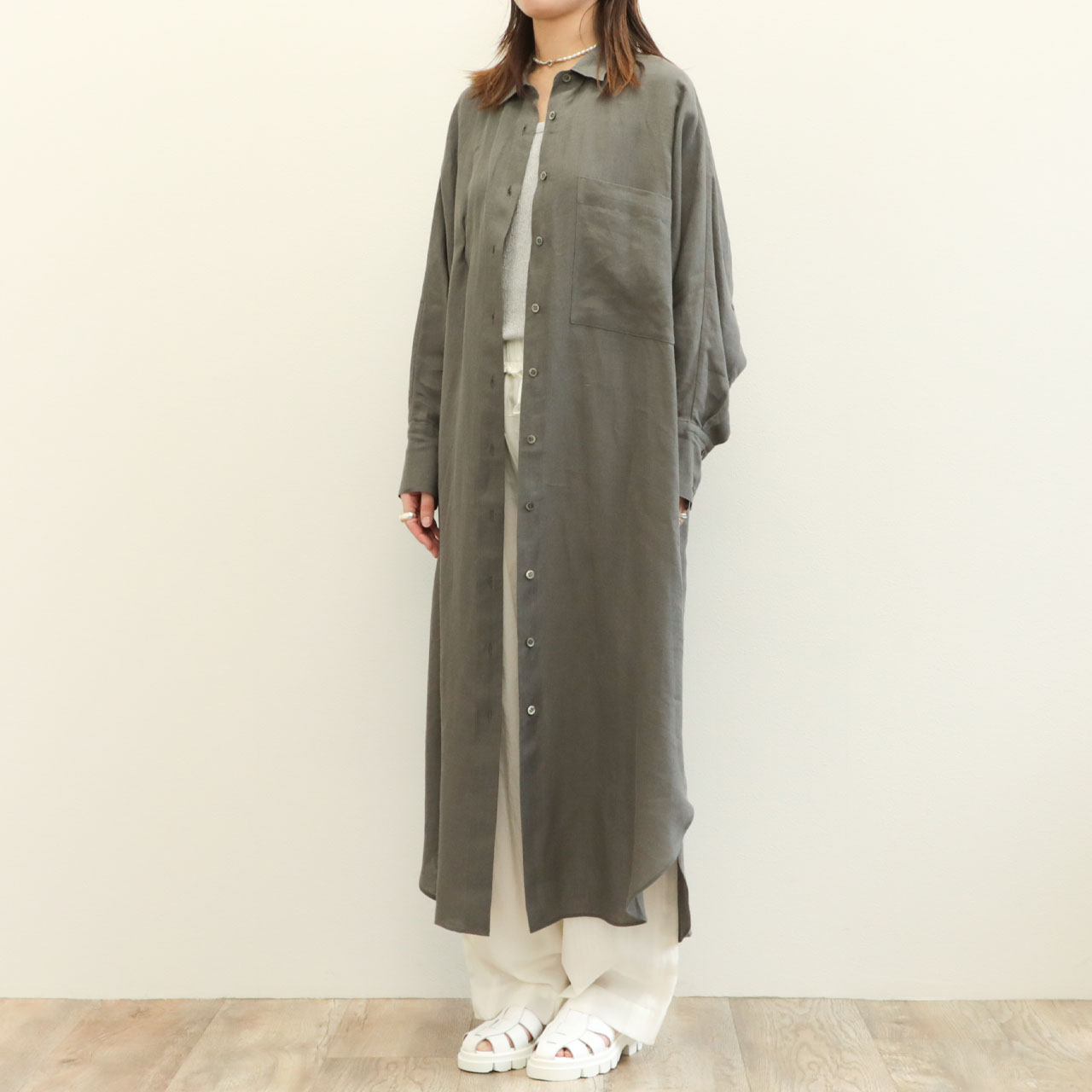 SACRA サクラ レディース ワンピース ロング丈 長袖 リネン