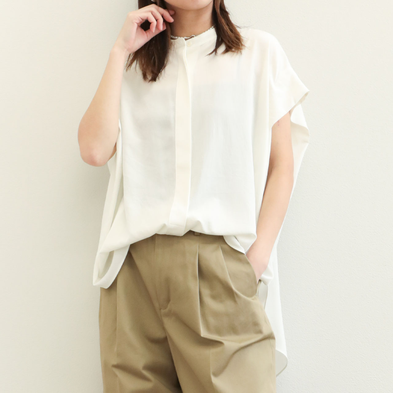 SACRA サクラ レディース シャツ ブラウス バンドカラー
