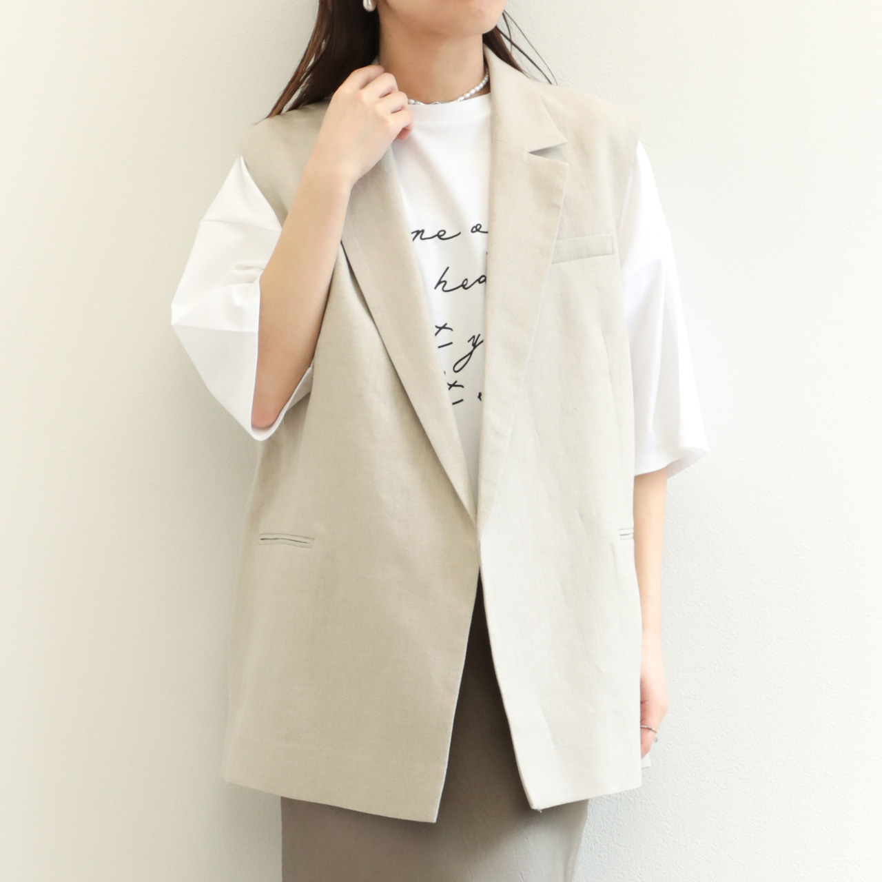 SACRA サクラ リネンジレ ボタンレス ベルギーリネン LINEN