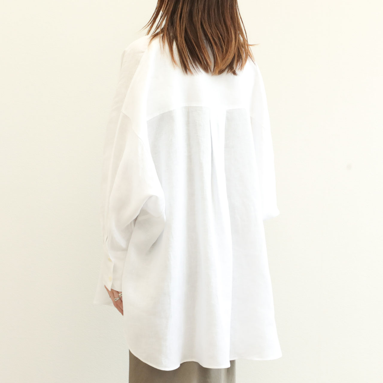 「SACRA」 半袖シャツ 38 オフホワイト レディース SACRA サクラ リネンシャツ レディース ドルマンスリーブ ビッグ