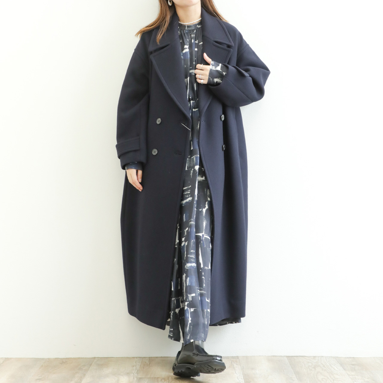 SACRA サクラ コート ダブル ウール ナイロン Super 140's