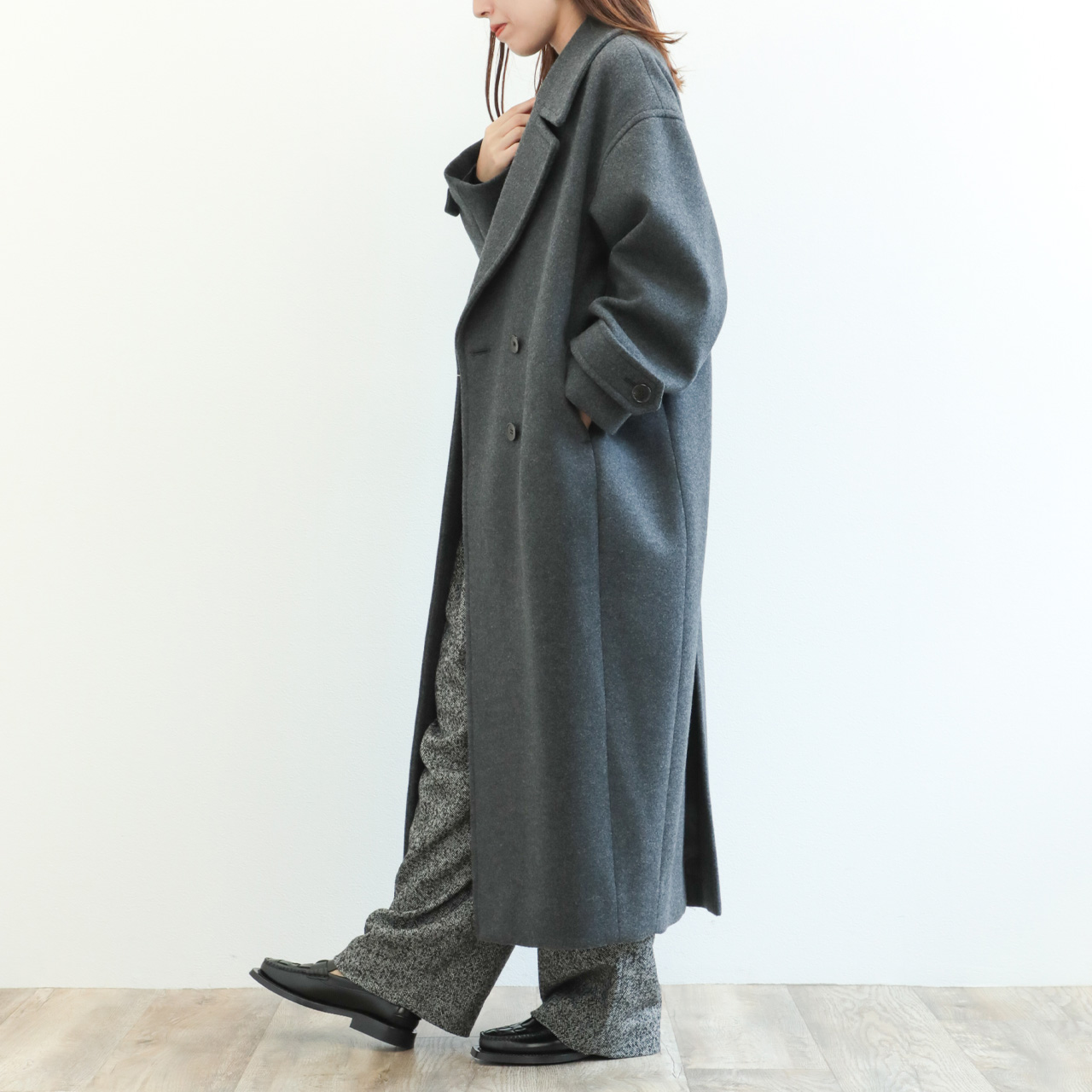 SACRA コート　リングミルドウールコート ガウンコート 黒 SACRA サクラ コート ダブル ウール ナイロン Super 140's