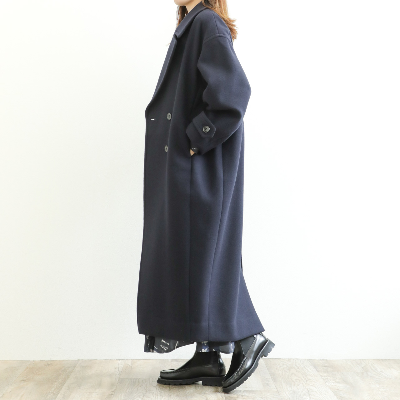 SACRA サクラ コート ダブル ウール ナイロン Super 140's