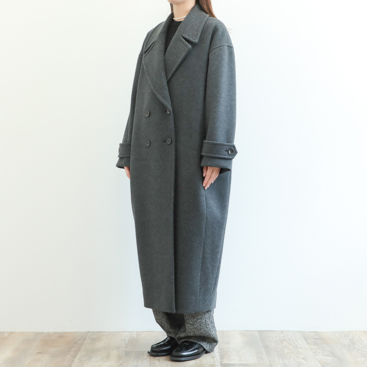 SACRA サクラ コート ダブル ウール ナイロン Super 140's コクーン