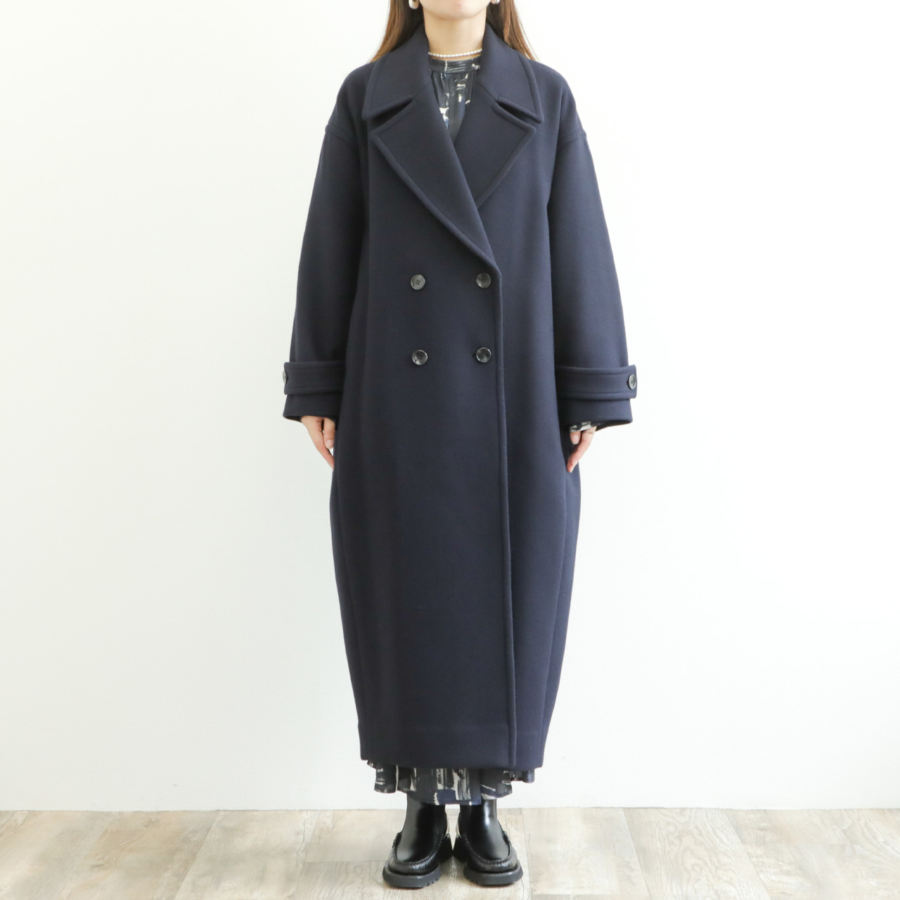 SACRA サクラ コート ダブル ウール ナイロン Super 140's コクーン