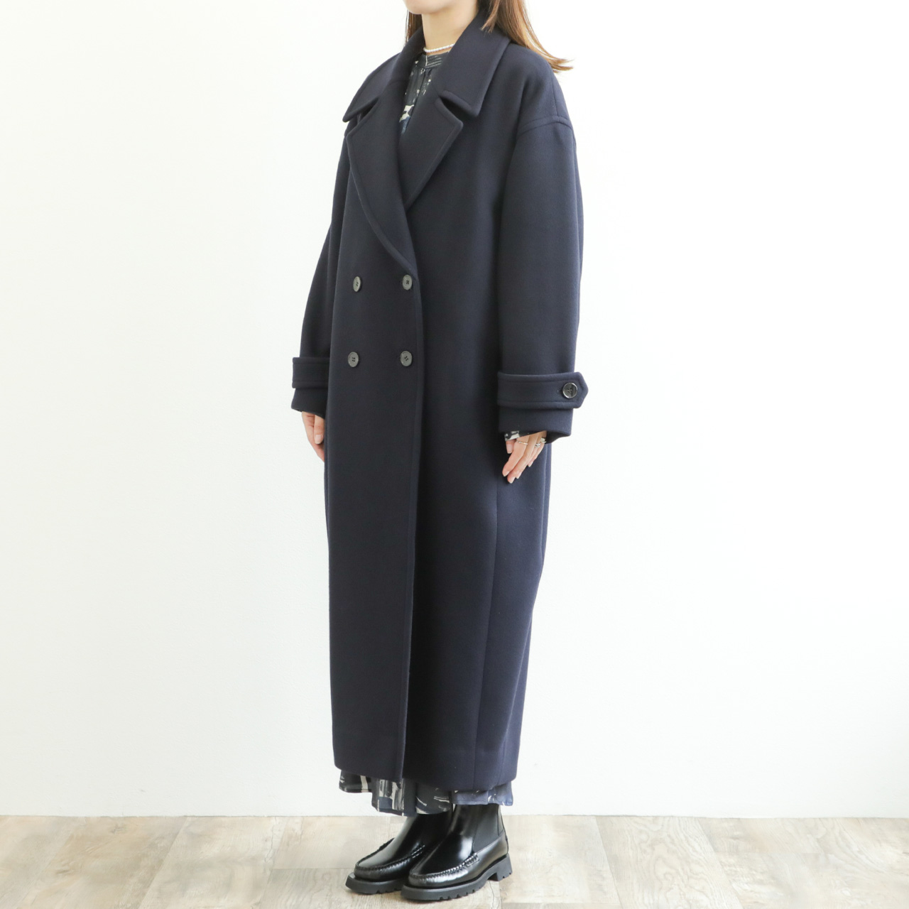 SACRA サクラ コート ダブル ウール ナイロン Super 140's コクーン