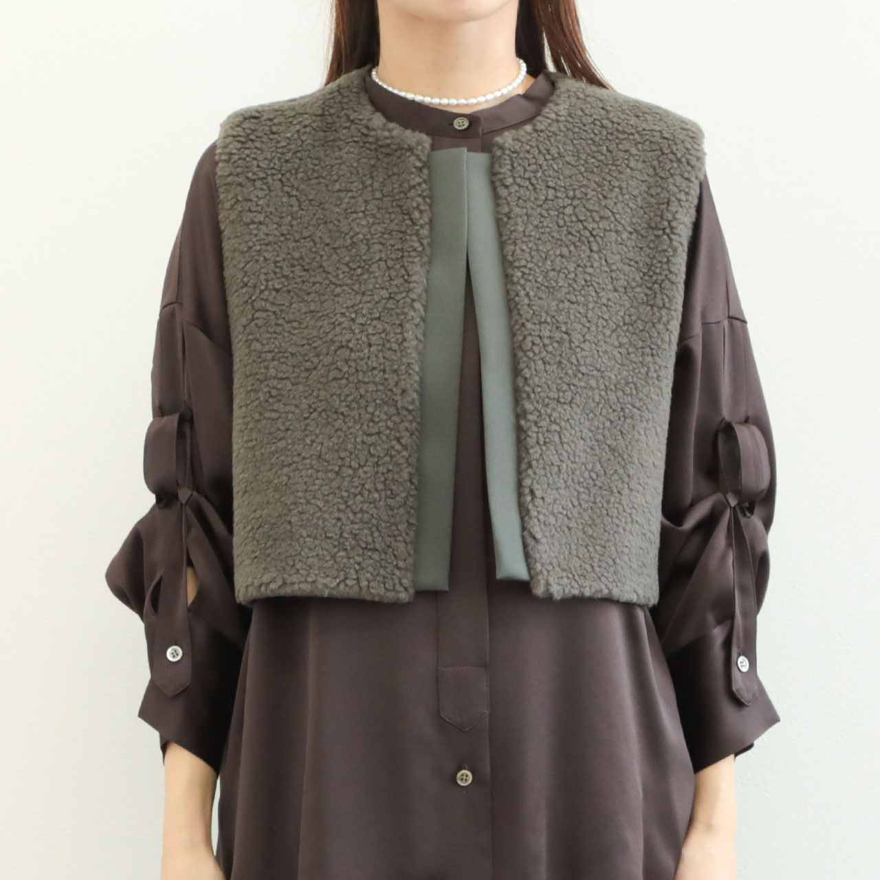 ミストレアス♡Poodle Fur Ribbon Short blouson ミストレアス Poodle Fur Ribbon Short blouson