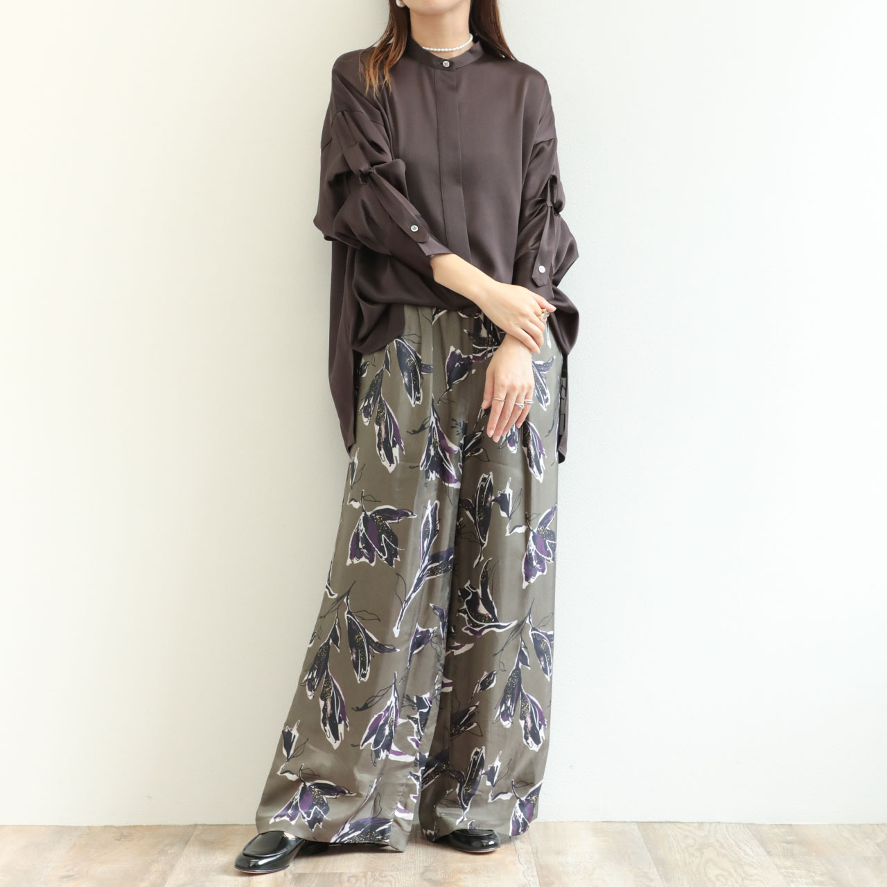 SACRA サクラ レディース シャツ ブラウス デザインスリーブ バンド
