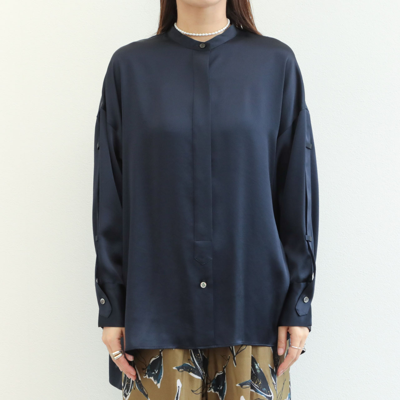 SACRA サクラ ブラウス？カットソー ネイビー SACRA サクラ レディース シャツ ブラウス バンドカラー