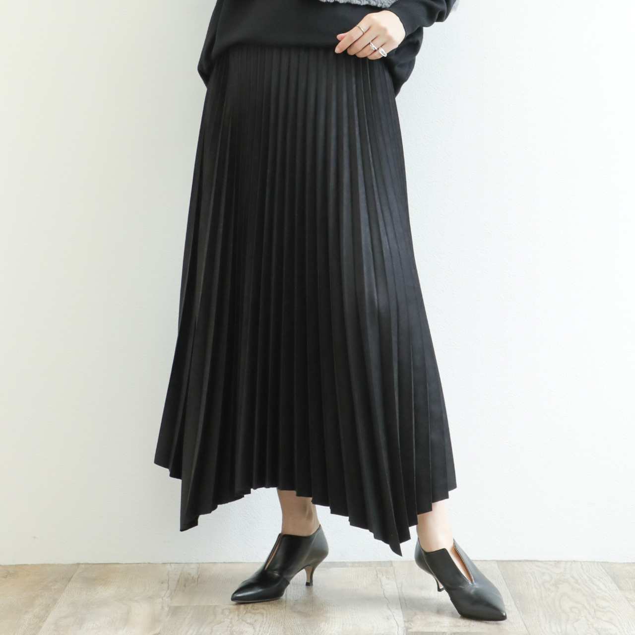 SACRA サクラ スカート ロング プリーツ ランダムヘム マキシ丈